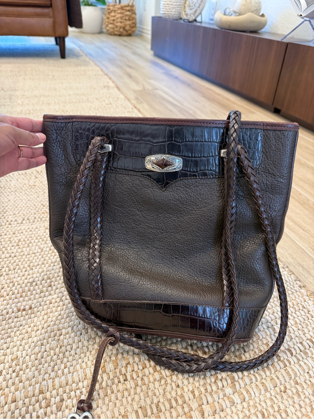 Vintage Brighton Pebble Leather & Croc Tote 🤎